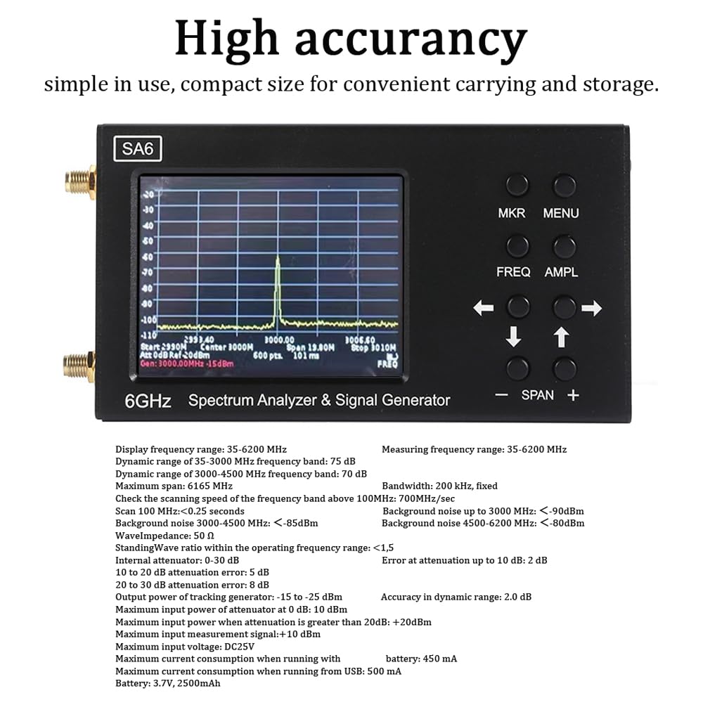 Analisador de Espectro SA6 6GH - Signal Generator Spectrum Analyzer avaliação e preço